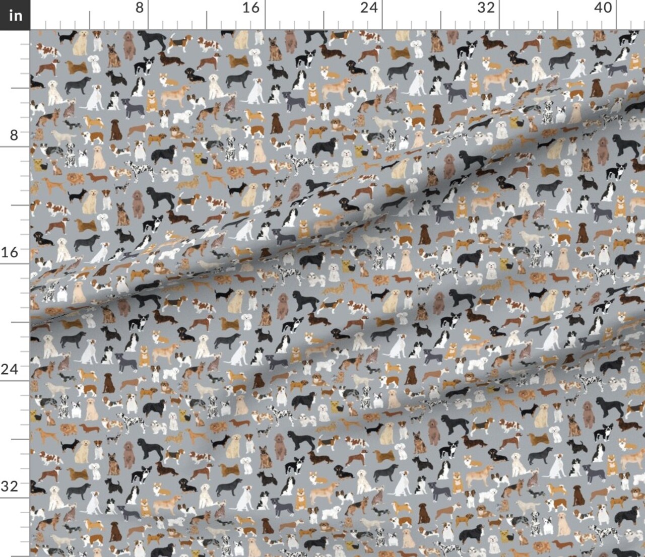 Dogs Watercolor Pets Animals Playroom Nursery Gray Custom Printed Fabric by Spoonflower Various Fabrics by the Yard or Fat Quarter